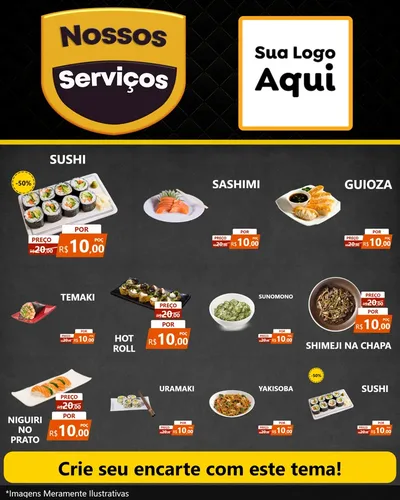 Modelo de Rede Social para Feed Instagram com o tema Nossos Serviços para Comida japonesa