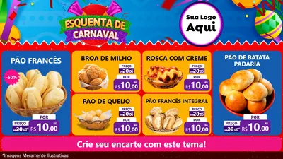 Modelo de TV para TV Horizontal com o tema Esquenta de Carnaval para Padaria