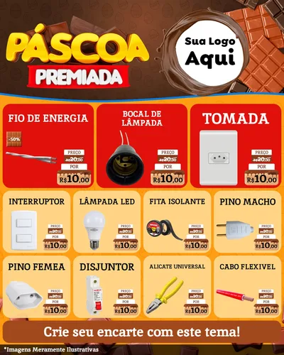 Modelo de Rede Social para Feed Instagram com o tema Páscoa Premiada para Materiais Elétricos