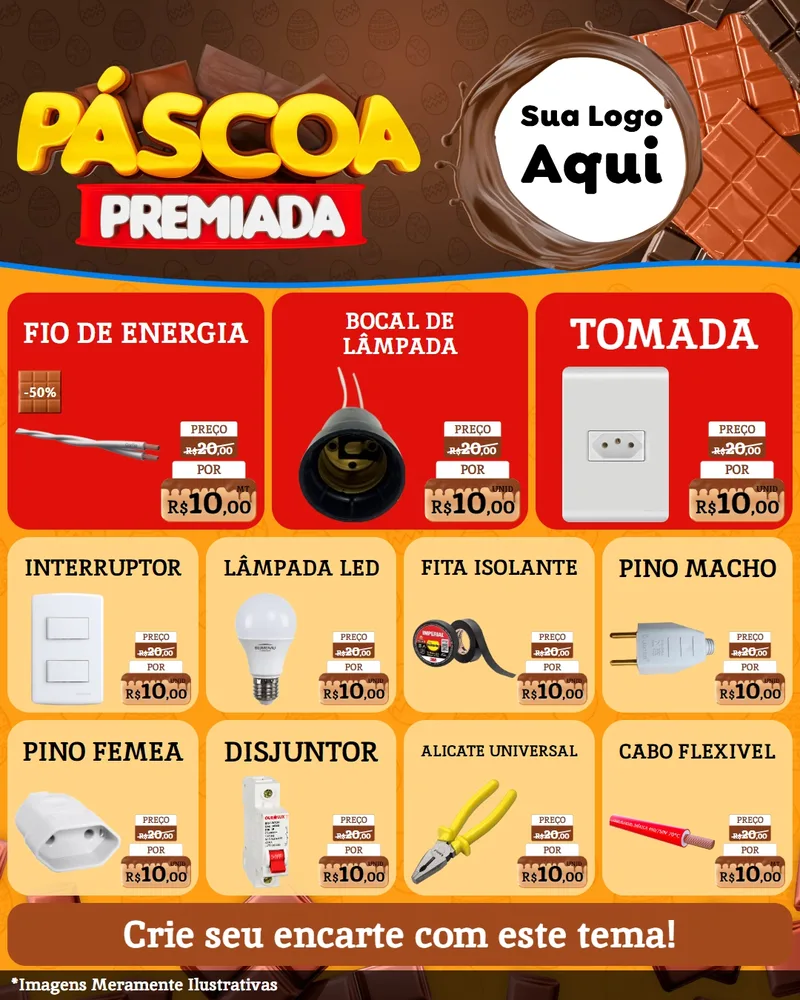 Modelo de Rede Social para Feed Instagram com o tema Páscoa Premiada para Materiais Elétricos