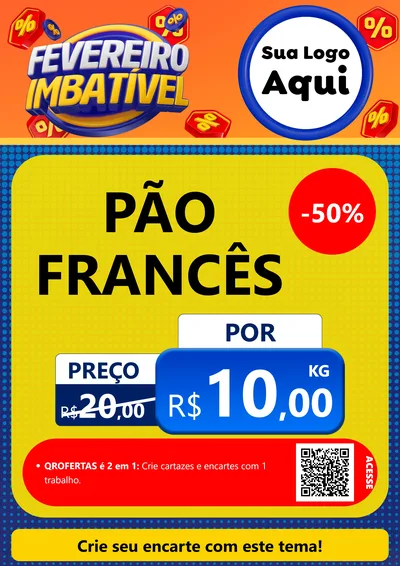 Modelo de Cartaz para Cartaz A4 Vertical com o tema Fevereiro Imbatível para Padaria