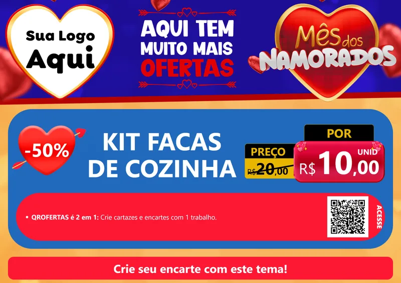 Modelo de Cartaz para Cartaz A4 Horizontal com o tema Mês dos Namorados para Utilidades Domésticas