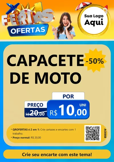 Modelo de Cartaz para Cartaz A4 Vertical com o tema Ofertas - Férias para Moto peças