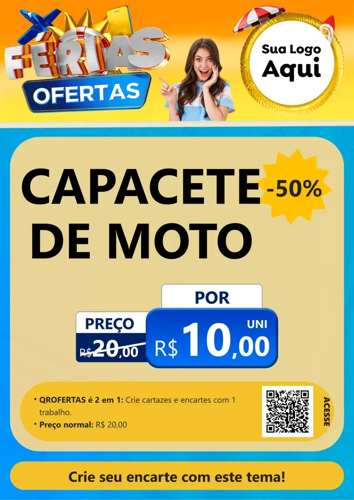 Modelo de Cartaz para Cartaz A4 Vertical com o tema Ofertas - Férias para Moto peças