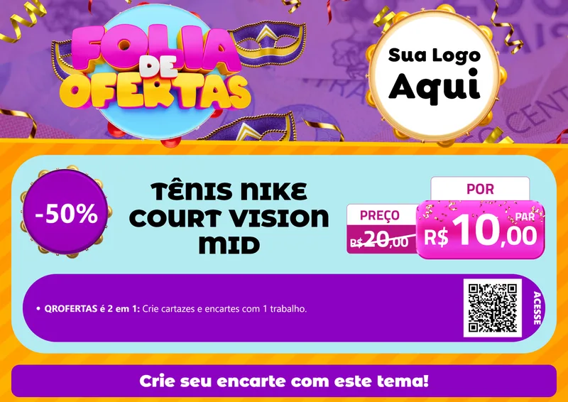 Modelo de Cartaz para Cartaz A4 Horizontal com o tema Folia de Ofertas para Calçados