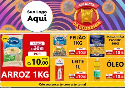 Modelo de Encarte para Encarte A4 Horizontal com o tema Quarta da Economia para Supermercado