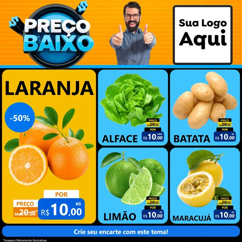 Modelo de Rede Social para Feed Facebook com o tema Preço Baixo para Hortifrúti