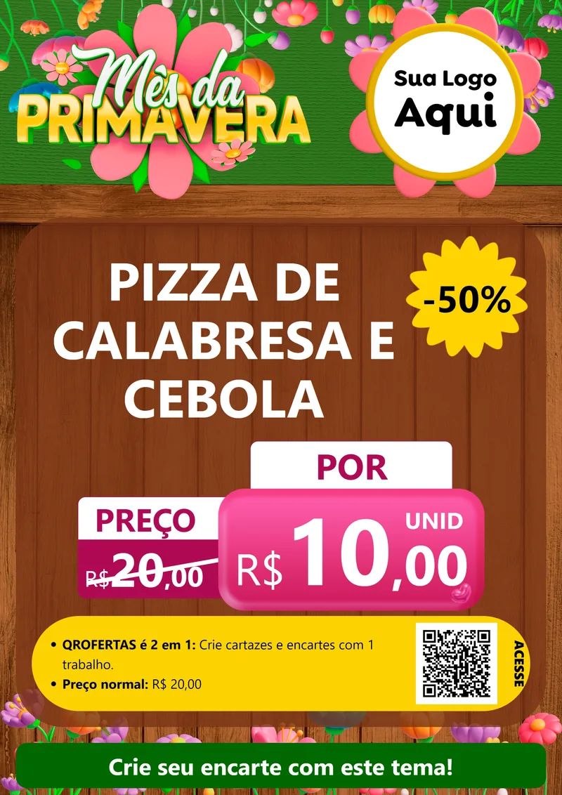 Modelo de Cartaz para Cartaz A4 Vertical com o tema Mês da Primavera para Pizzaria