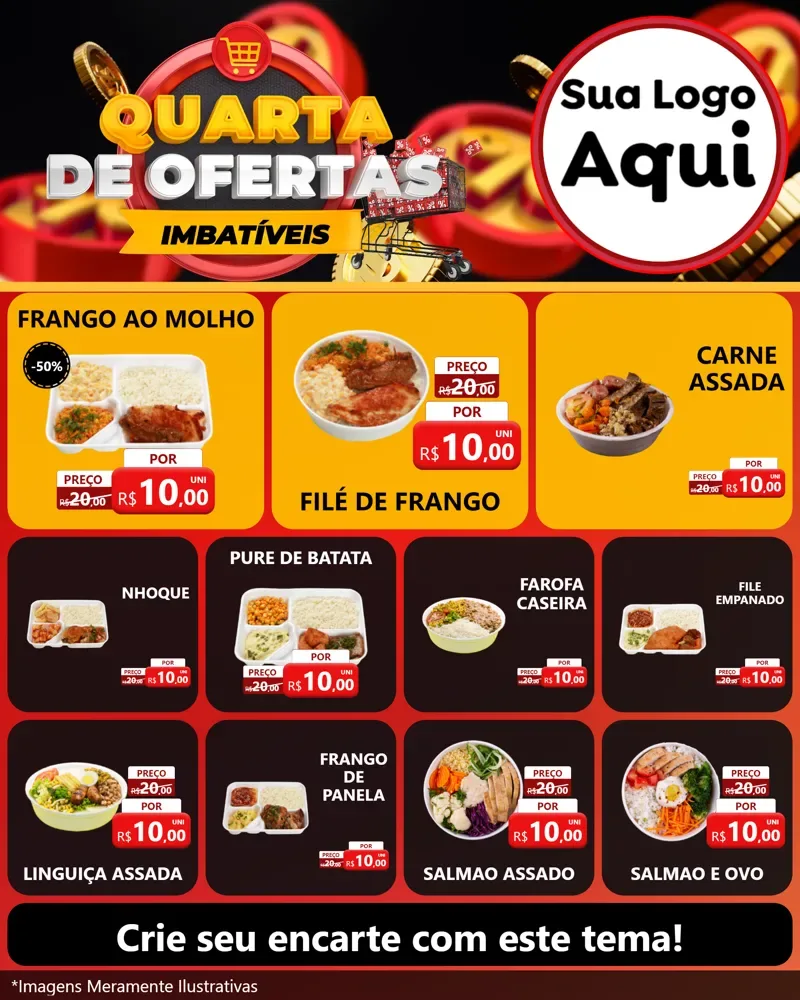 Modelo de Rede Social para Feed Instagram com o tema Quarta de Ofertas Imbatíveis para Restaurante