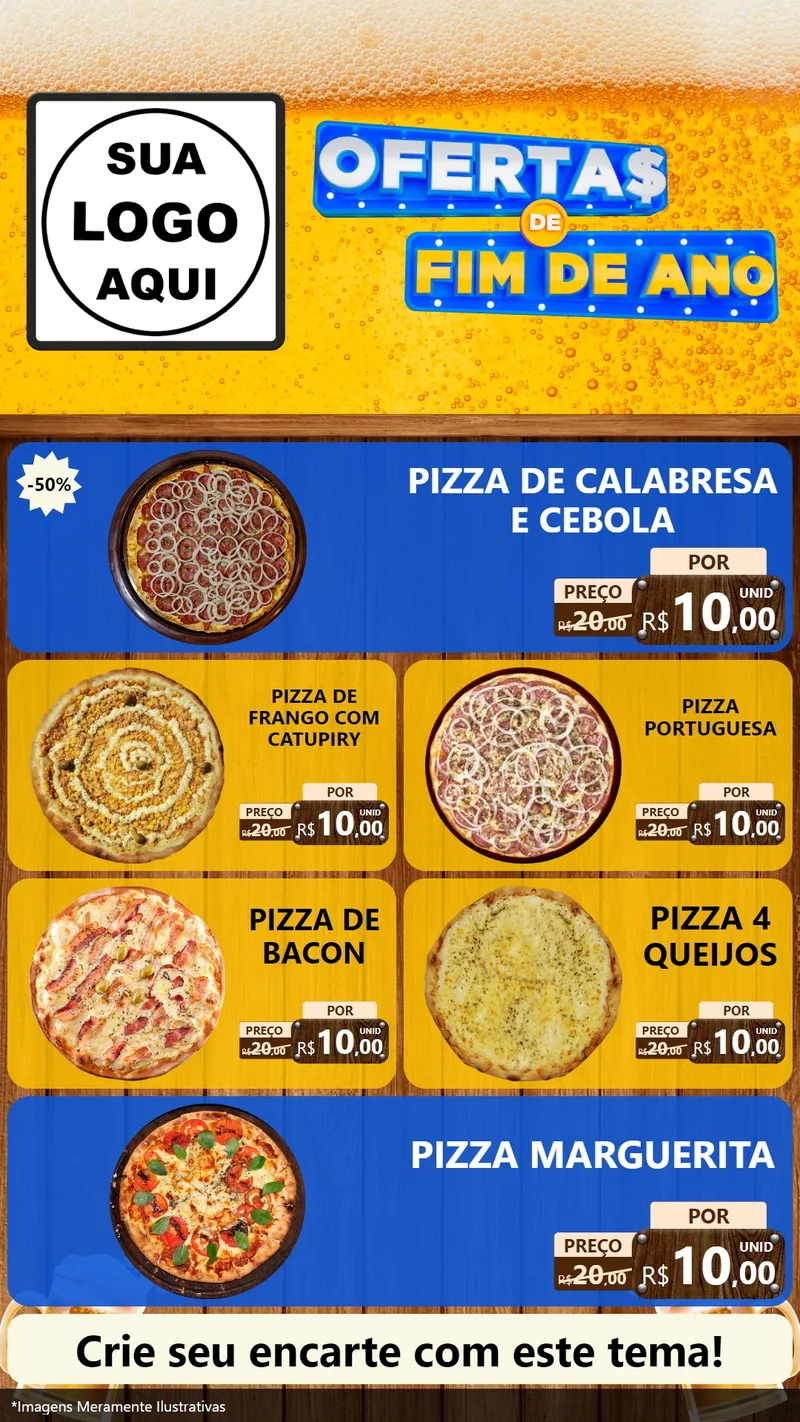 Modelo de TV para TV Vertical com o tema Ofertas de Fim de Ano para Pizzaria