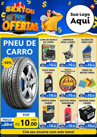 Modelo de Encarte para Encarte A4 Vertical com o tema Sextou de Ofertas para Auto peças