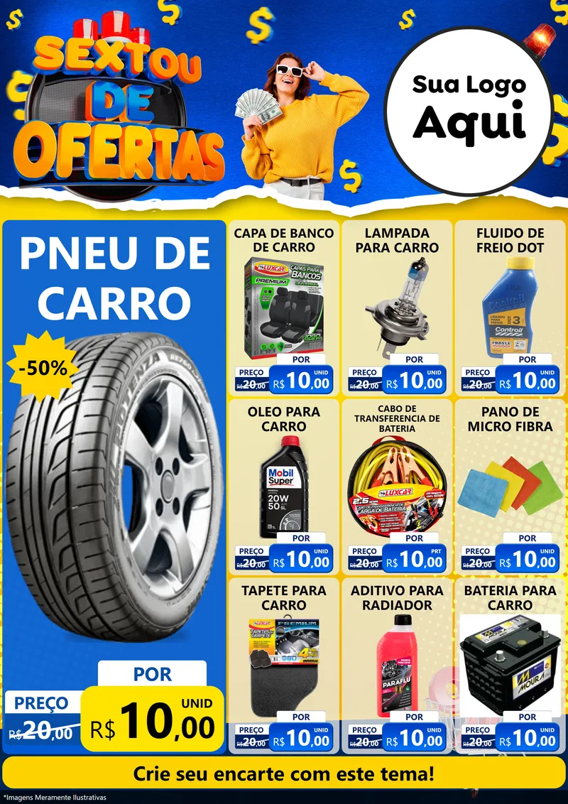 Modelo de Encarte para Encarte A4 Vertical com o tema Sextou de Ofertas para Auto peças