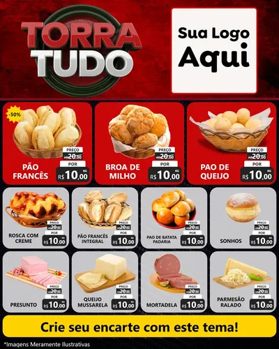 Modelo de Rede Social para Feed Instagram com o tema Torra Tudo para Padaria