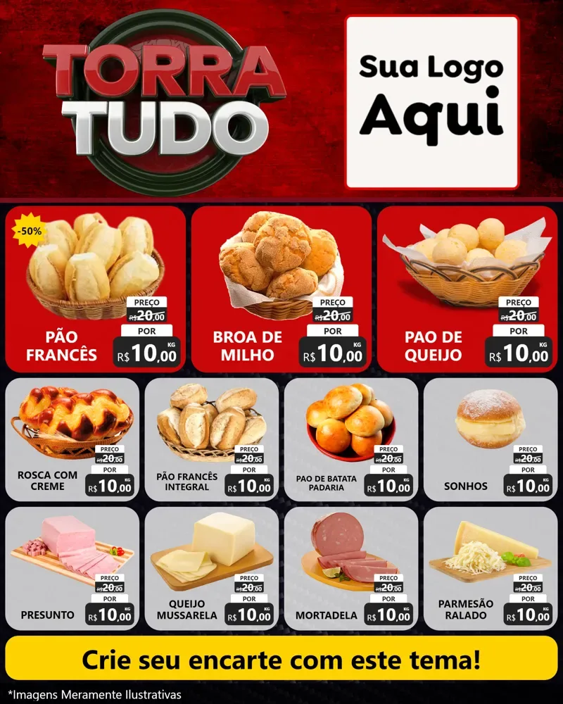 Modelo de Rede Social para Feed Instagram com o tema Torra Tudo para Padaria