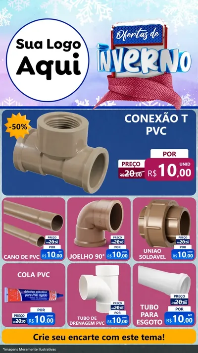 Modelo de Rede Social para Stories com o tema Ofertas de Inverno para Tubos e conexões