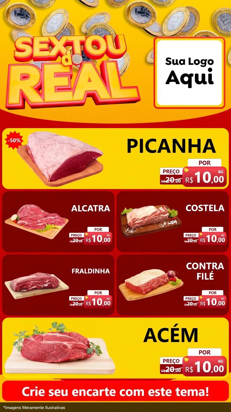 Modelo de TV para TV Vertical com o tema Sextou do Real para Açougue