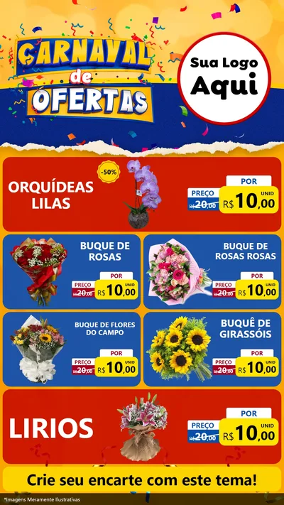 Modelo de TV para TV Vertical com o tema Carnaval de Ofertas para Floricultura e jardim