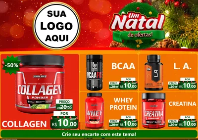 Modelo de Encarte para Encarte A4 Horizontal com o tema Um Natal de Ofertas para Suplementos alimentares