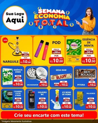 Modelo de Rede Social para Feed Instagram com o tema Semana Economia Total para Tabacaria