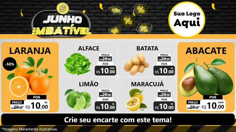 Modelo de TV para TV Horizontal com o tema Junho Imbatível para Hortifrúti