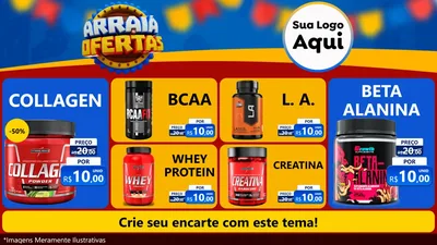 Modelo de TV para TV Horizontal com o tema Arraiá de Ofertas - Junina para Suplementos alimentares