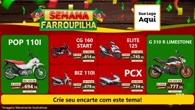 Modelo de TV para TV Horizontal com o tema Semana Farroupilha para Concessionaria de Motos