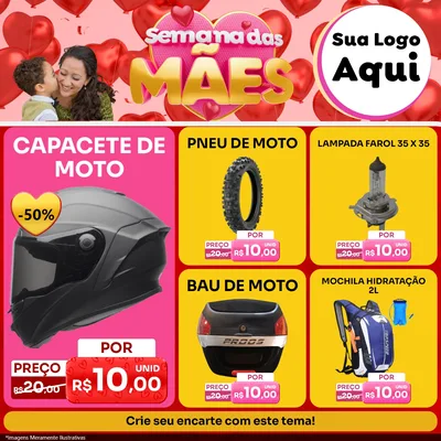 Modelo de Rede Social para Feed Facebook com o tema Semana Das Mães para Moto peças