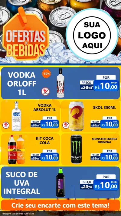 Modelo de TV para TV Vertical com o tema Ofertas de Bebidas para Distribuidora de bebidas