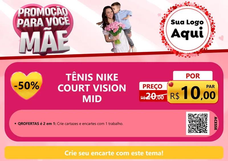 Modelo de Cartaz para Cartaz A4 Horizontal com o tema Promoção Para Você Mãe para Calçados