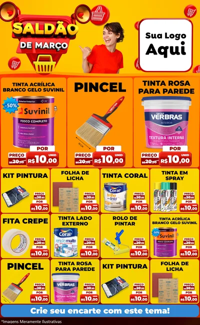 Modelo de Encarte para Encarte Grande com o tema Saldão de Março para Tintas e Ferramentas