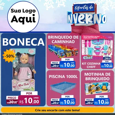 Modelo de Rede Social para Feed Facebook com o tema Ofertas de Inverno para Brinquedos