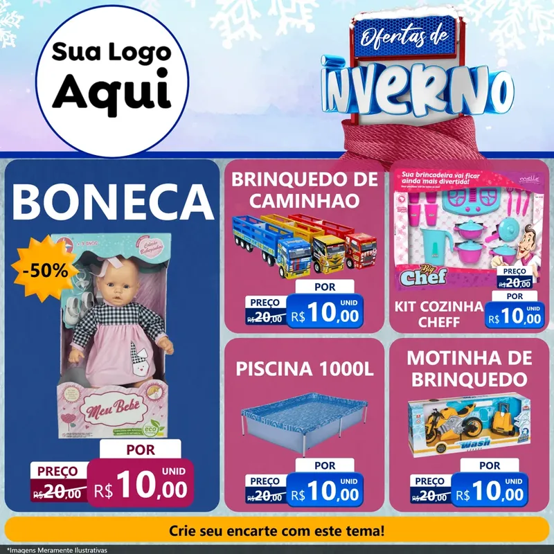Modelo de Rede Social para Feed Facebook com o tema Ofertas de Inverno para Brinquedos