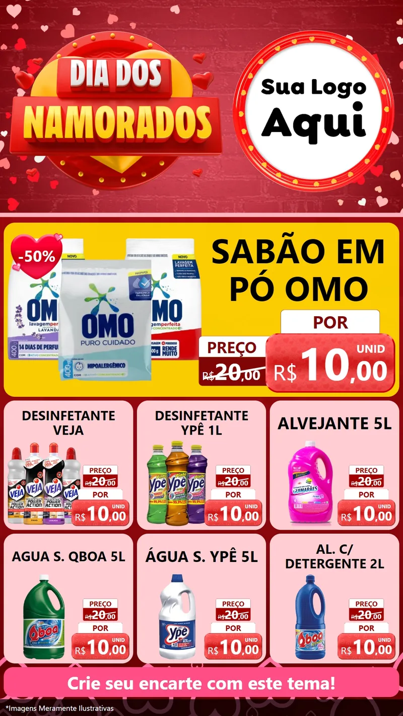 Modelo de Rede Social para Stories com o tema Dia Dos Namorados para Produtos de Limpeza