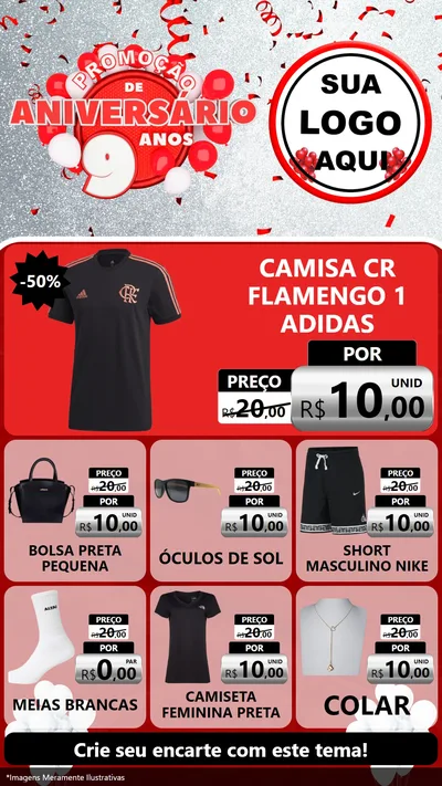 Modelo de Rede Social para Stories com o tema Promoção de Aniversário - 9 Anos para Roupas e acessórios