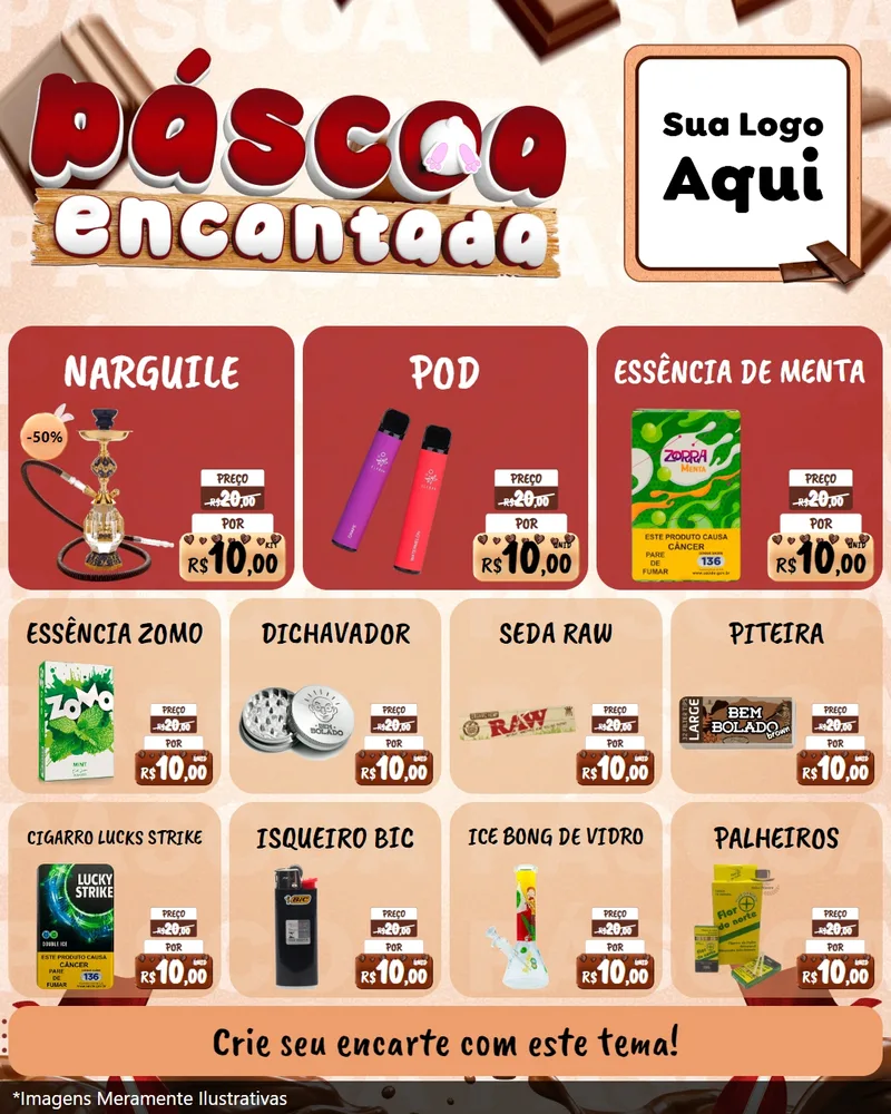 Modelo de Rede Social para Feed Instagram com o tema Páscoa Encantada para Tabacaria