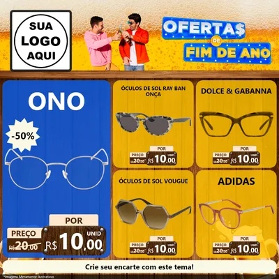 Modelo de Rede Social para Feed Facebook com o tema Ofertas de Fim de Ano para Óticas