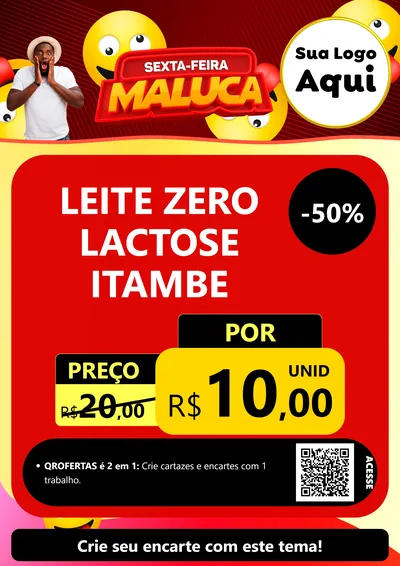 Modelo de Cartaz para Cartaz A4 Vertical com o tema Sexta-feira Maluca para Frios e Laticínios
