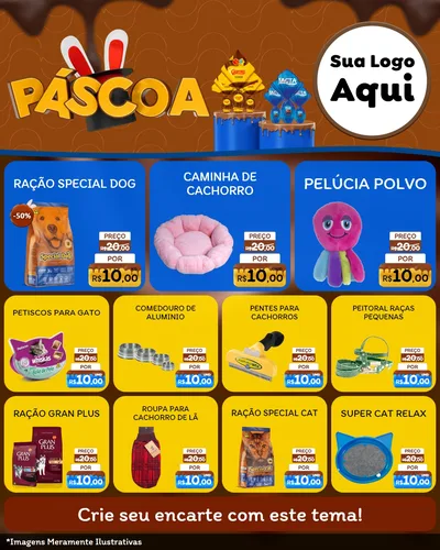 Modelo de Rede Social para Feed Instagram com o tema Páscoa para Pet Shop