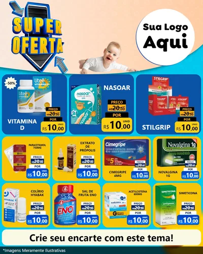 Modelo de Rede Social para Feed Instagram com o tema Super Oferta - Bebê para Farmácia