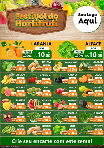 Modelo de Encarte para Encarte A4 Vertical com o tema Festival do Hortifruti para Hortifrúti