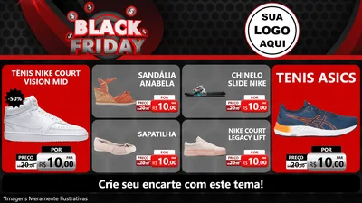 Modelo de TV para TV Horizontal com o tema Black Friday para Calçados