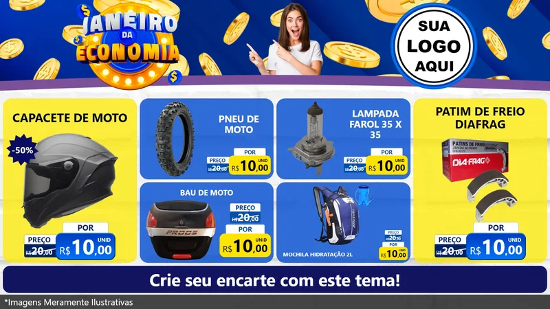 Modelo de TV para TV Horizontal com o tema Janeiro da Economia para Moto peças