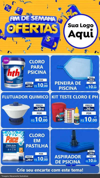 Modelo de Rede Social para Stories com o tema Fim de Semana de Ofertas para Produtos para Piscina