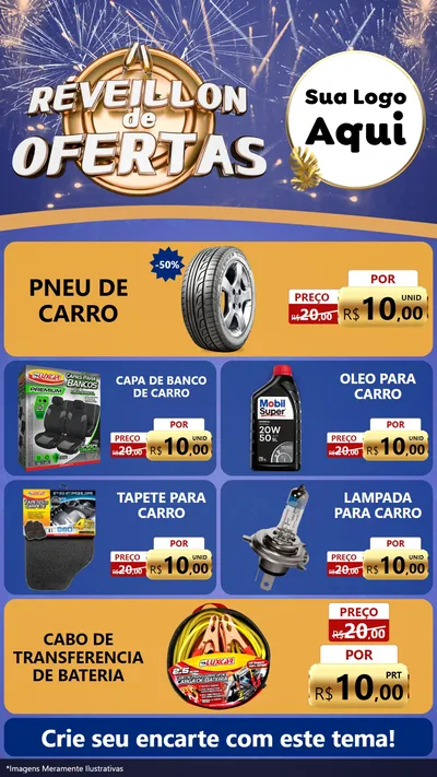 Modelo de TV para TV Vertical com o tema Réveillon de Ofertas para Auto peças