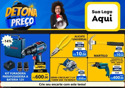 Modelo de Encarte para Encarte A4 Horizontal com o tema Detona Preços para Maquinas e Ferramentas
