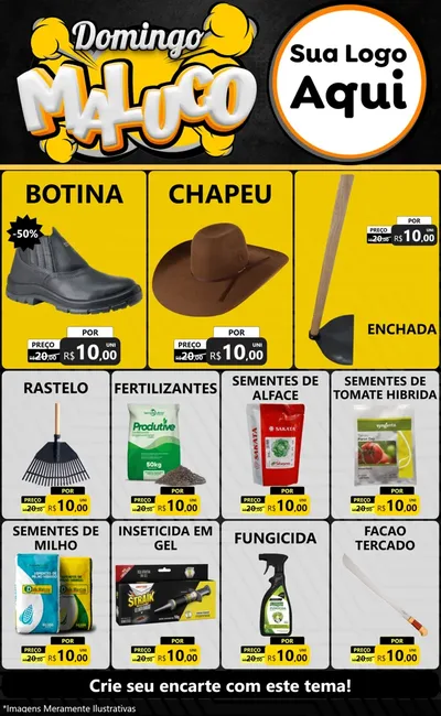 Modelo de Encarte para Encarte Grande com o tema Domingo Maluco para Agropecuária