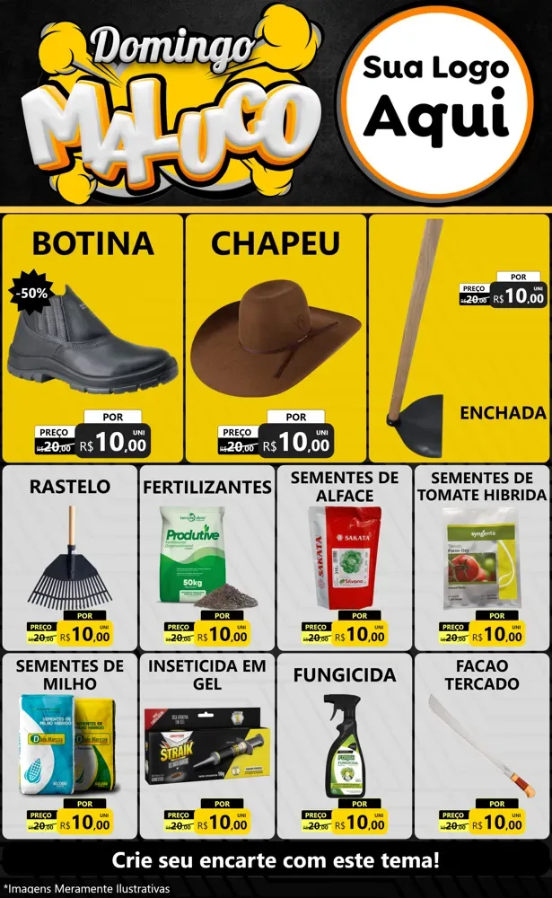 Modelo de Encarte para Encarte Grande com o tema Domingo Maluco para Agropecuária