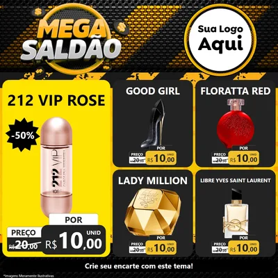 Modelo de Rede Social para Feed Facebook com o tema Mega Saldão para Perfumes