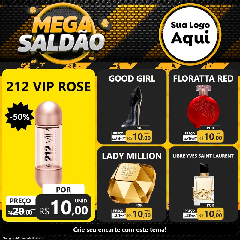 Modelo de Rede Social para Feed Facebook com o tema Mega Saldão para Perfumes