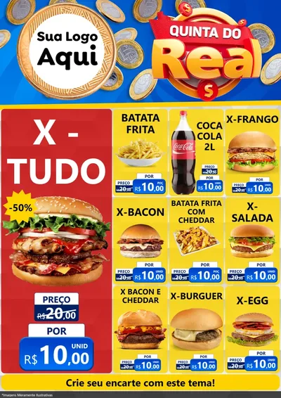 Modelo de Encarte para Encarte A4 Vertical com o tema Quinta do Real para Hamburgueria